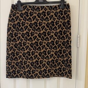 Talbots Black and Tan Animal Print Pencil Skirt